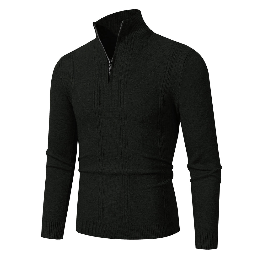 Men's elegant knitted sweater with stand-up collar and zipper Lisslune