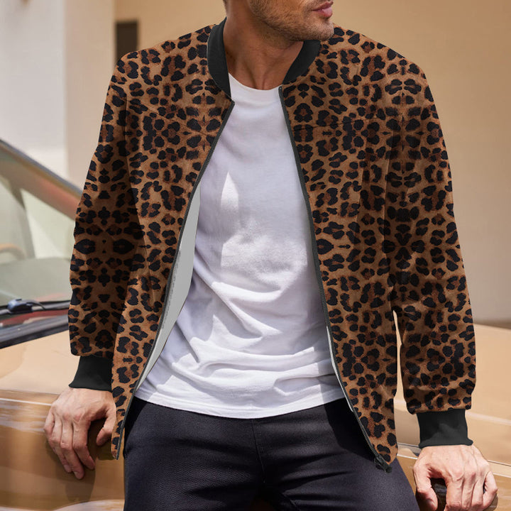 Men's sporty bomber jacket with leopard pattern Lisslune