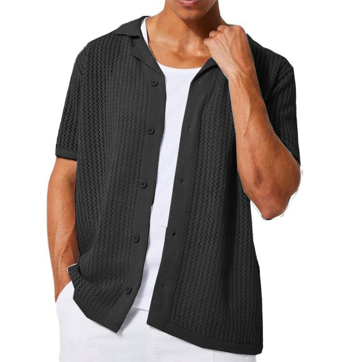 Men's breathable short-sleeve knitted shirt with open design Lisslune