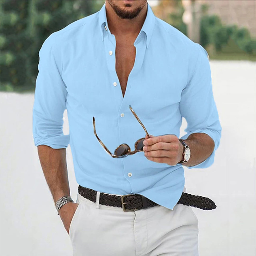 Men's Elegant Long Sleeve Shirt Made of High-Quality Cotton Lisslune