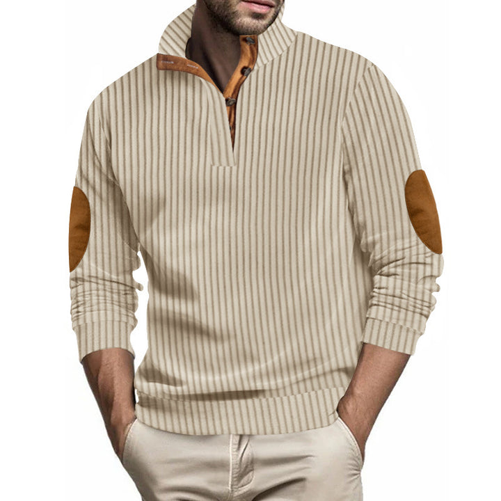 Men's quilted pullover with textured design and contrast patches Lisslune