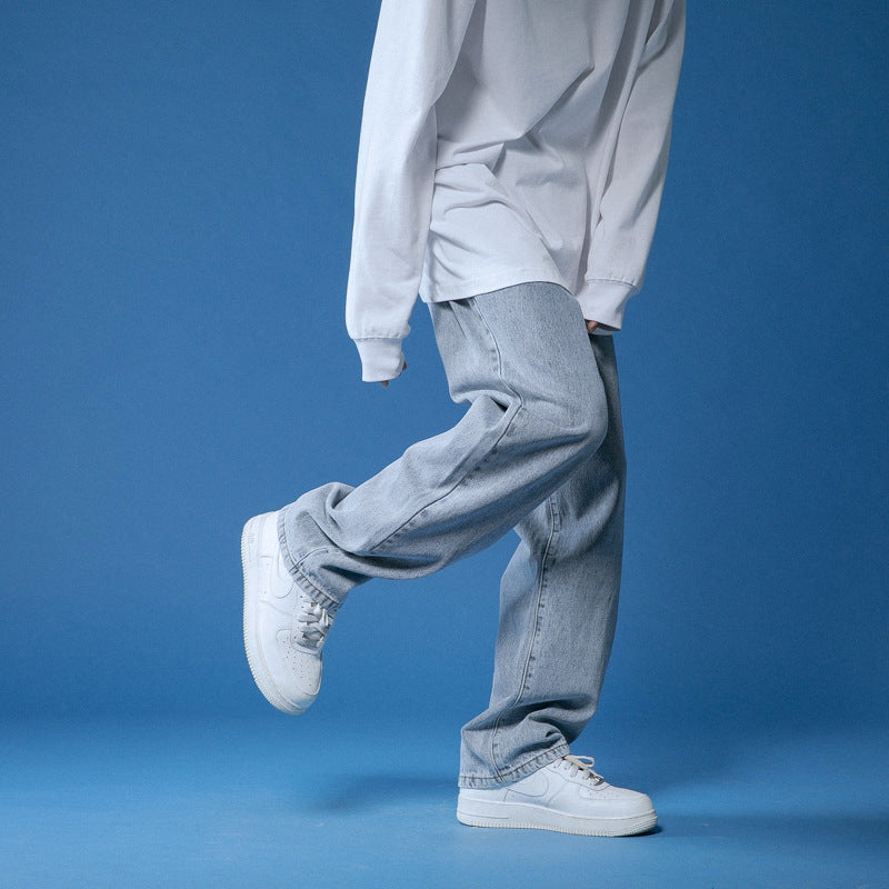 Men's loose vintage-style high-waisted denim jeans Lisslune
