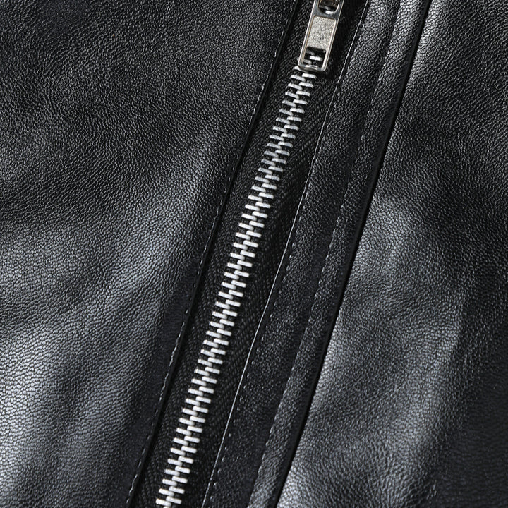 Men's Stylish Biker Leather Jacket with Asymmetrical Zipper and Stylish Details Lisslune