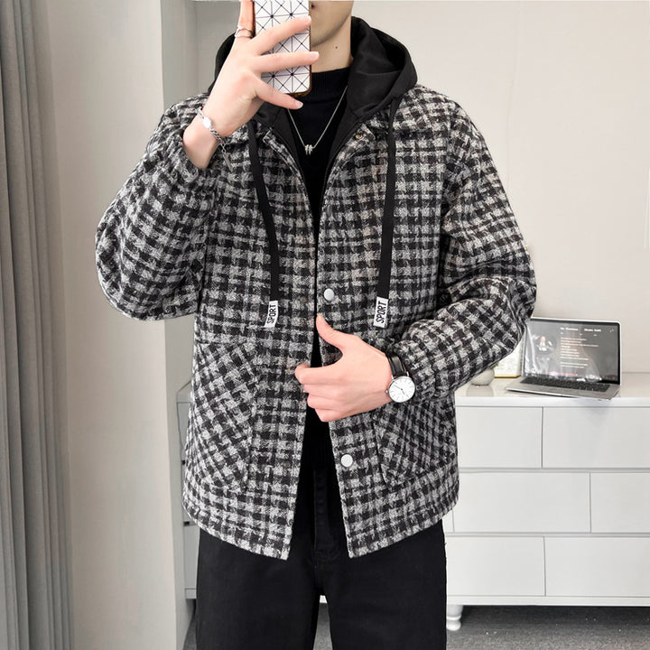 Men's Warm Checked Overcoat with Interior Cozy Lining Lisslune