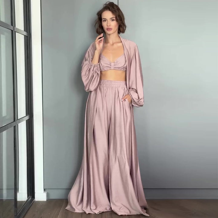 Women's Two-Piece Set made of airy, soft cotton with a loose fit and elastic waistband