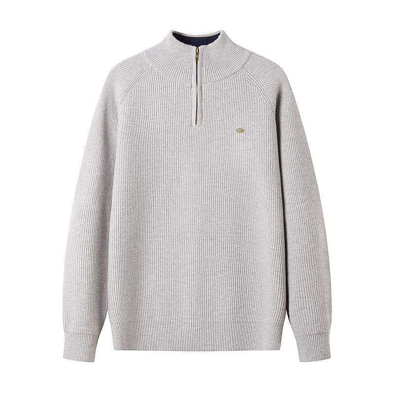Men's Elegant Pullover with Stand-Up Collar and Zipper Lisslune