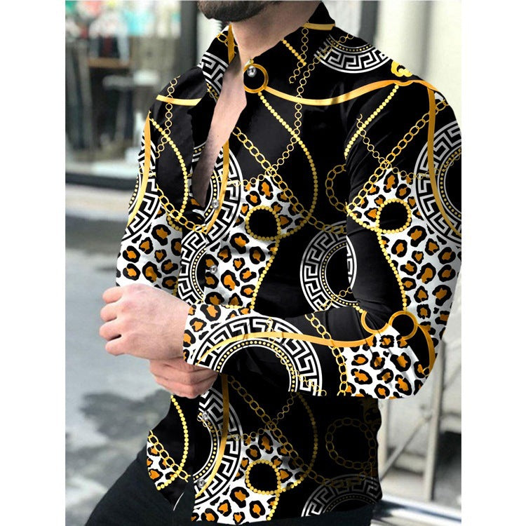 Men's long sleeve shirt with exclusive chain motif and elegant cut Lisslune