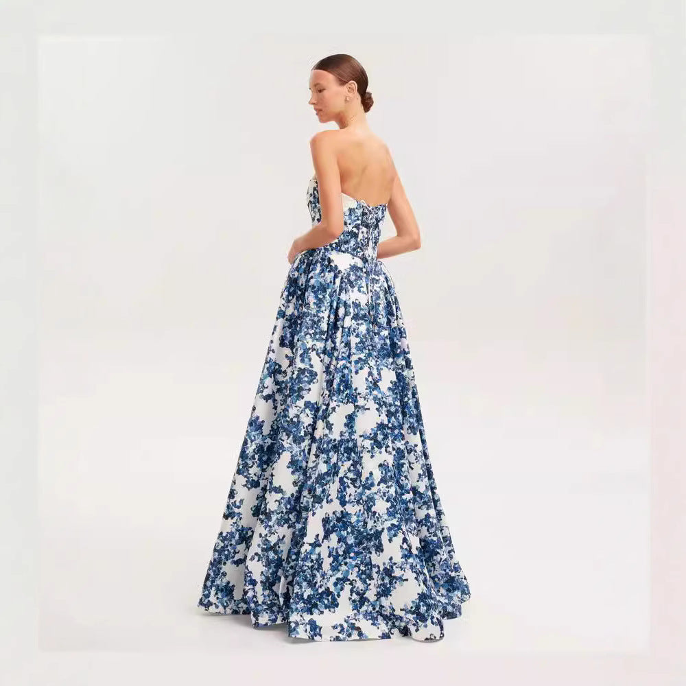 Women Elegant Floral Pattern Maxi Dress with Off-Shoulder Design Lisslune