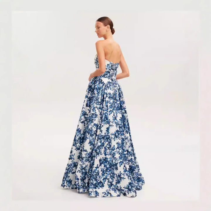 Women Elegant Floral Pattern Maxi Dress with Off-Shoulder Design Lisslune