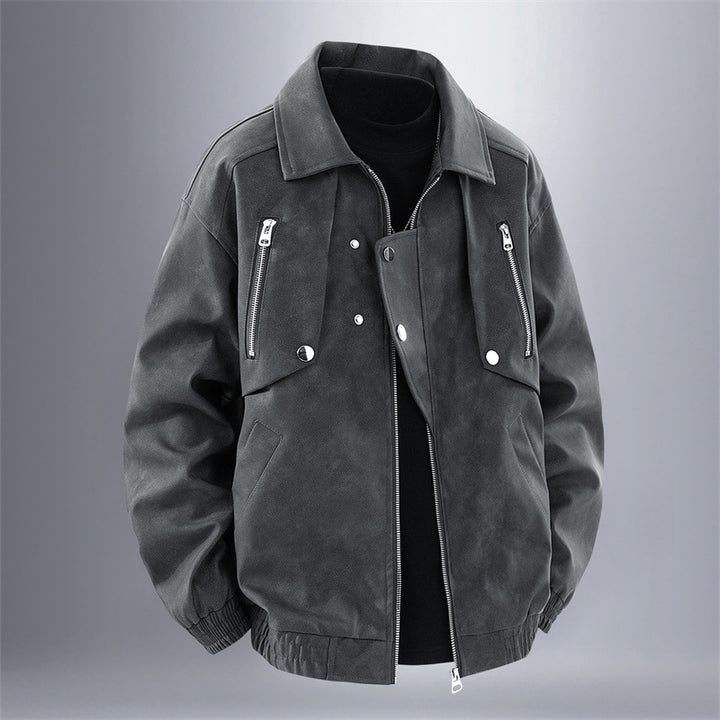 Men's Stylish Faux Leather Jacket with Practical Zip Pockets Lisslune
