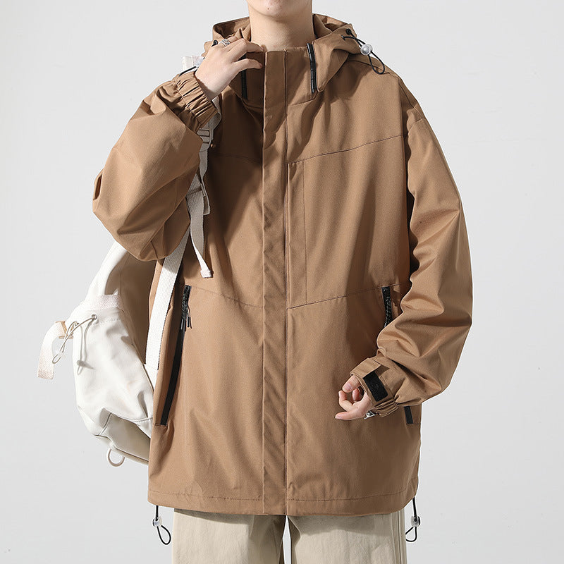 Men's Waterproof Transitional Jacket with Adjustable Hood and Multiple Pockets Lisslune