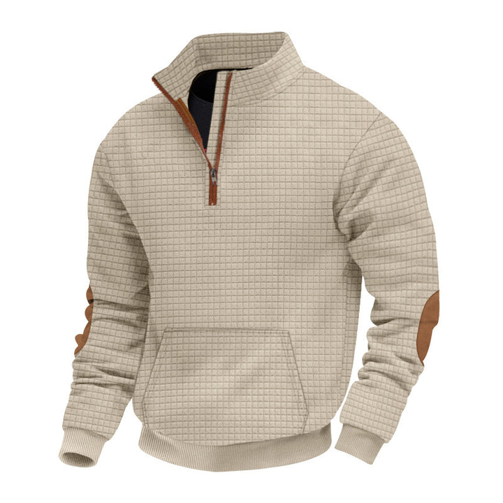 Men's stylish fleece pullover with stand-up collar and practical zipper Lisslune