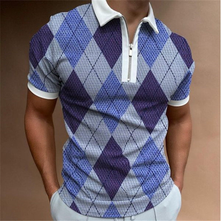 Men's polo shirt with trendy graphic design and practical zipper Lisslune