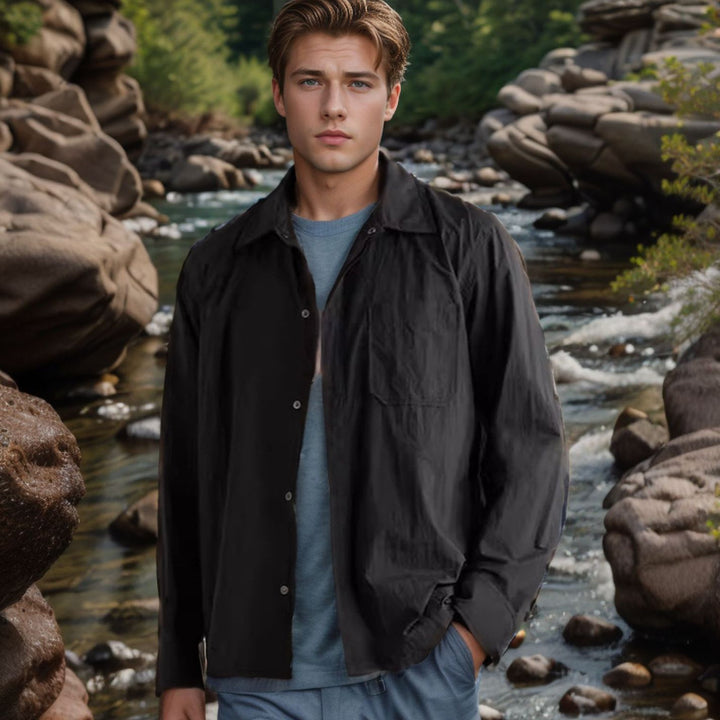 Men's versatile shirt blouse with patch pocket and stylish collar Lisslune