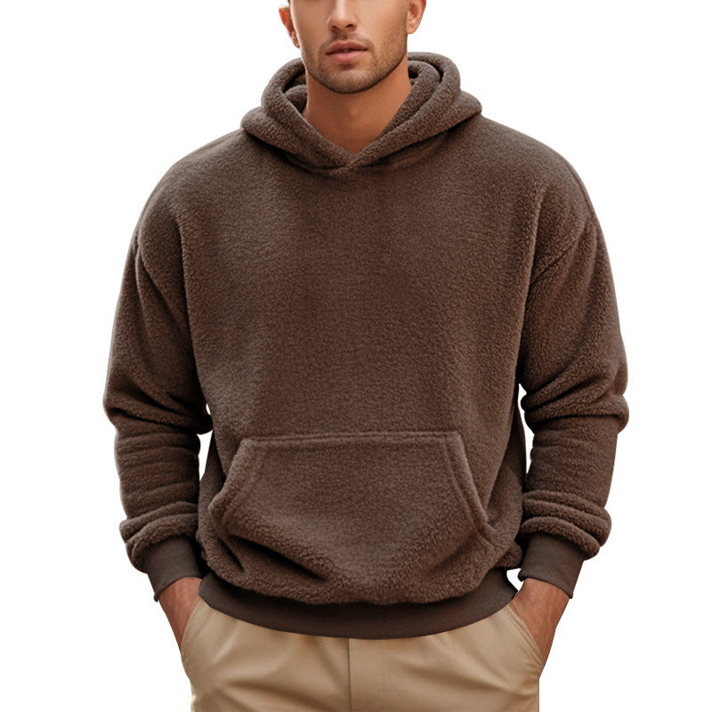 Men's cozy fleece hoodie with practical pockets and elastic cuffs Lisslune