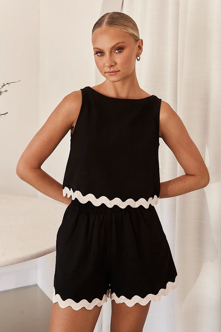 Ladies two-piece set with stylish top and breezy shorts Lune London