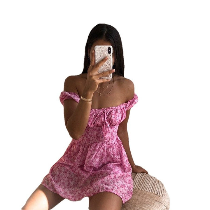 Women's Summer Mini Dress with Casual Off-Shoulder Cut and Ruffle Details