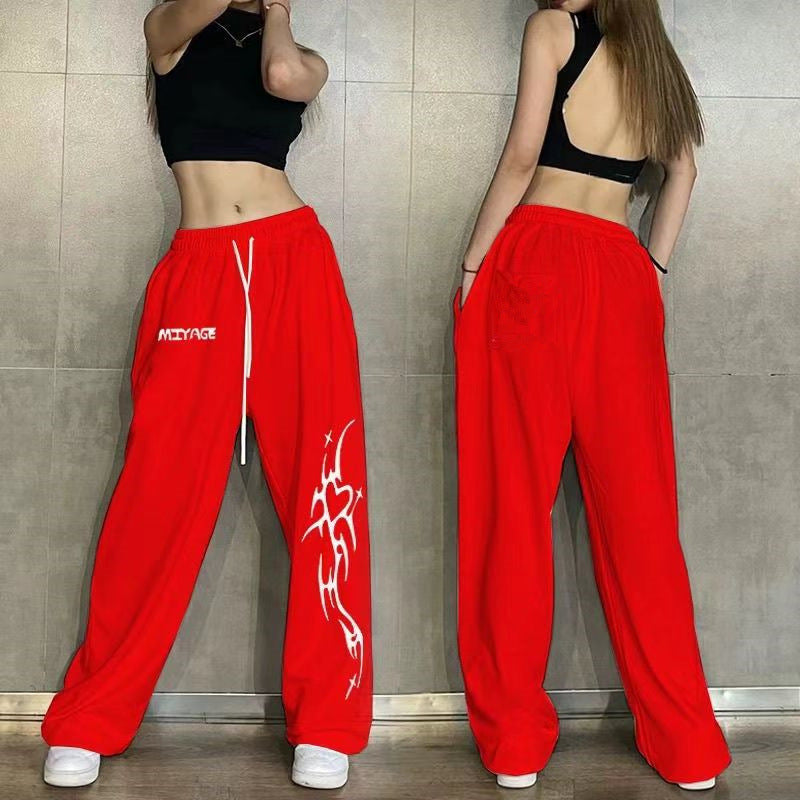 Women's casual leisure pants with a wide cut and striking graphic design Lisslune
