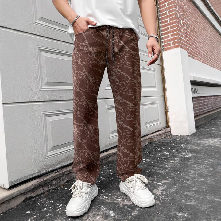Men's casual leisure pants with elastic waistband and fashionable pattern Lisslune