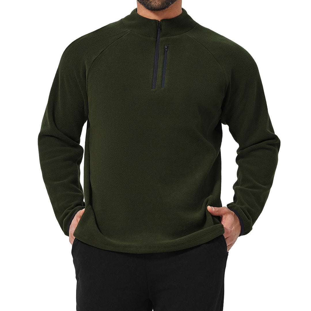Men's Fleece Pullover with Stand-Up Collar Lisslune