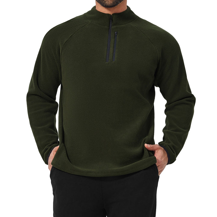 Men's Fleece Pullover with Stand-Up Collar Lisslune