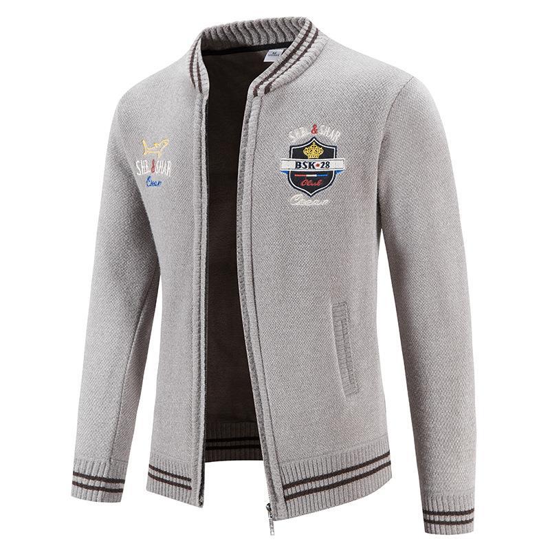 Men's sporty cardigan with standing collar and varied embroidery Lisslune