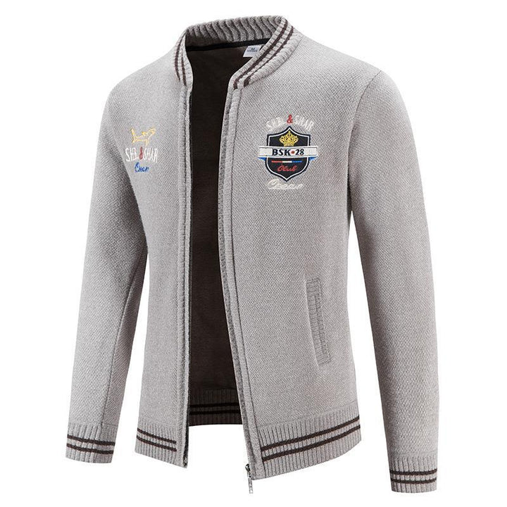 Men's sporty cardigan with standing collar and varied embroidery Lisslune