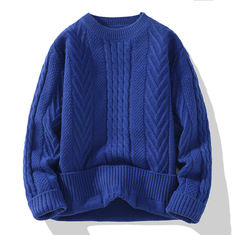 Men's chunky knit sweater with cable pattern and casual cut Lisslune
