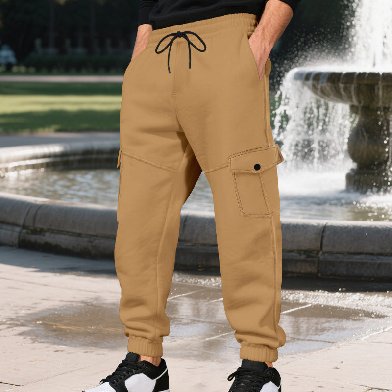 Men's cargo training pants with elastic waistband and practical side pockets Lisslune