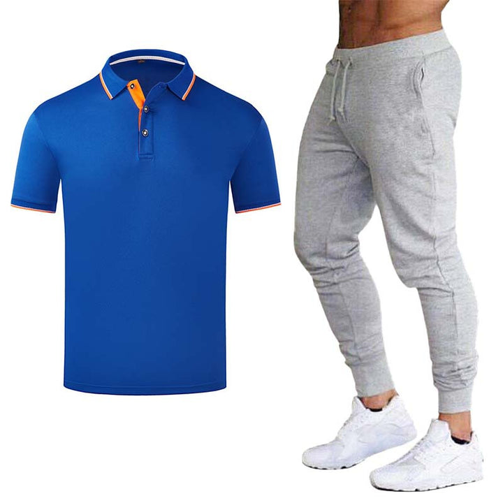 Men's Sports Polo Shirt and Jogging Pants Set Lisslune