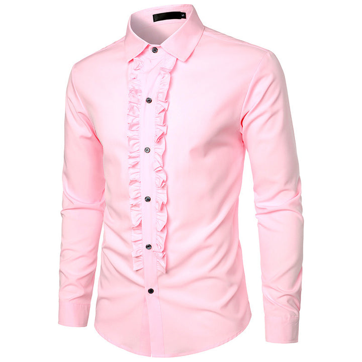 Men's shirt with ruffles and elegant button details Lisslune