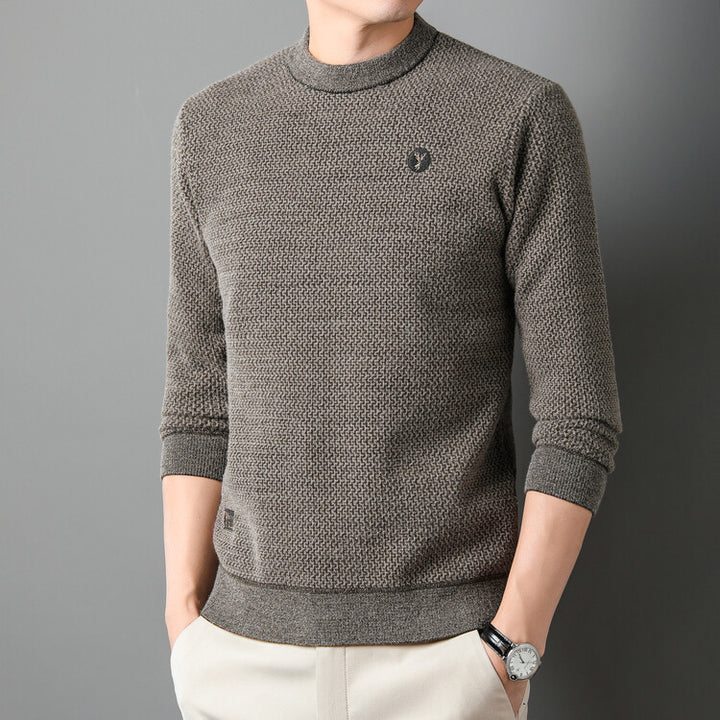 Men's Structured Sweater with Round Neckline and High-Quality Knit Texture Lisslune