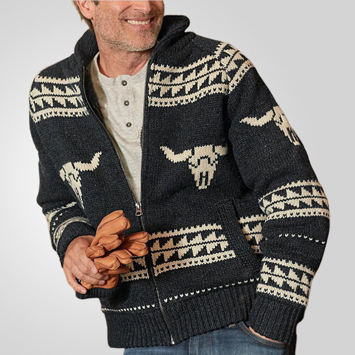 Men's cardigan with a unique pattern and practical pockets Lisslune