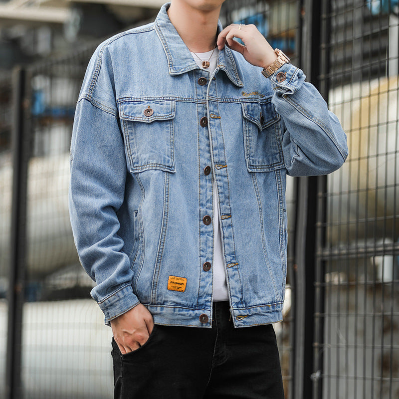 Men's denim jacket in a casual style with functional flap pockets and sturdy design Lisslune