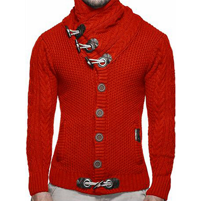 Men's cardigan with asymmetrical collar and unique button design Lisslune
