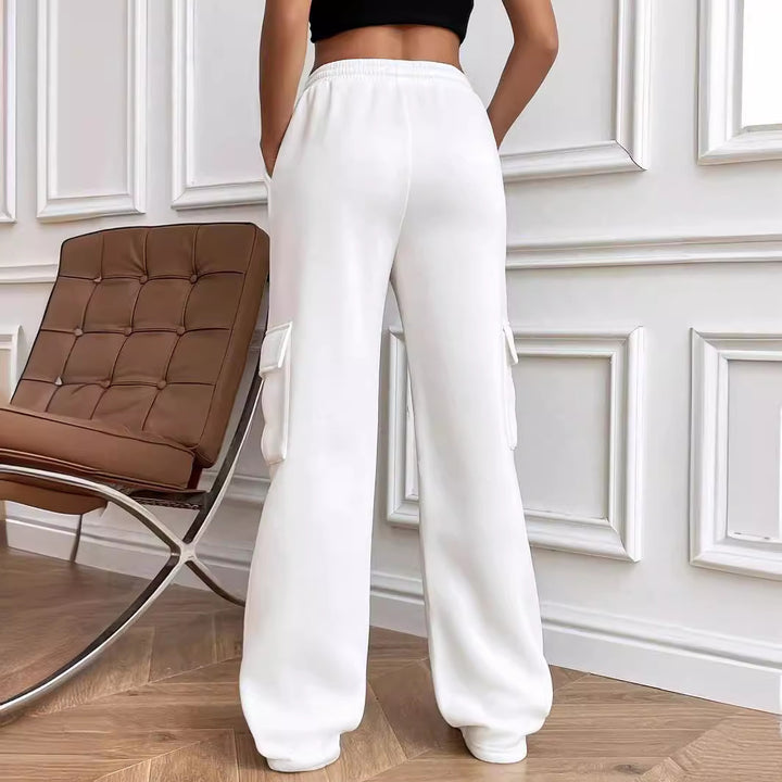 Women's Cargo-Style Leisure Pants with Elastic Waistband and Practical Side Pockets Lisslune