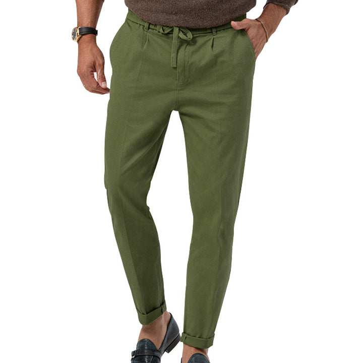 Men's Elegant Linen Pants with Elastic Waistband and Practical Pockets Lisslune