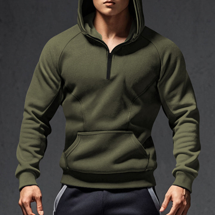 Men's sporty hoodie with half zipper and kangaroo pocket Lisslune