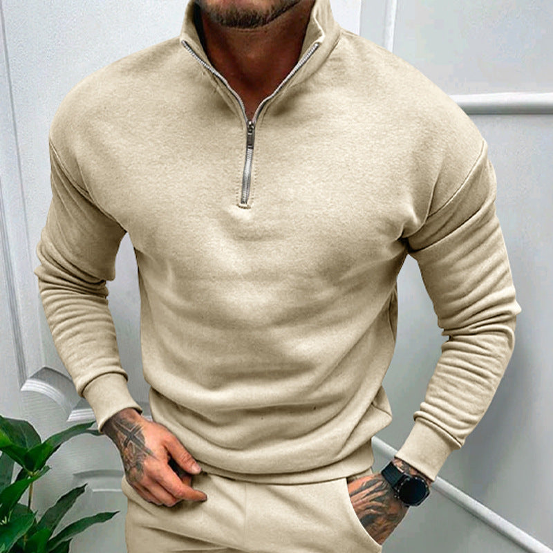 Men's sweater with short zipper and elastic cuffs Lisslune