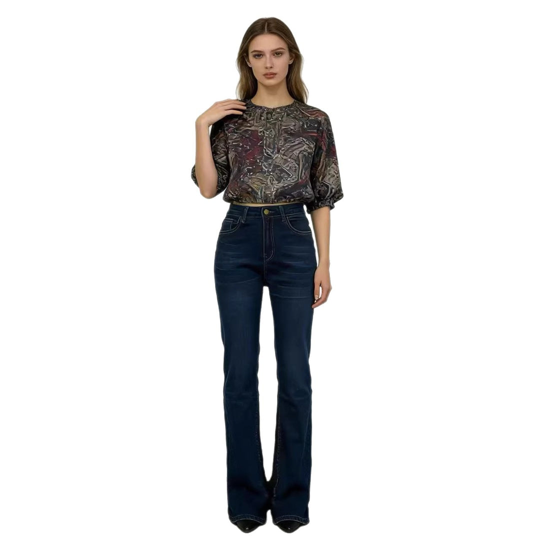 Women's high-waisted bootcut jeans in elegant design Lisslune