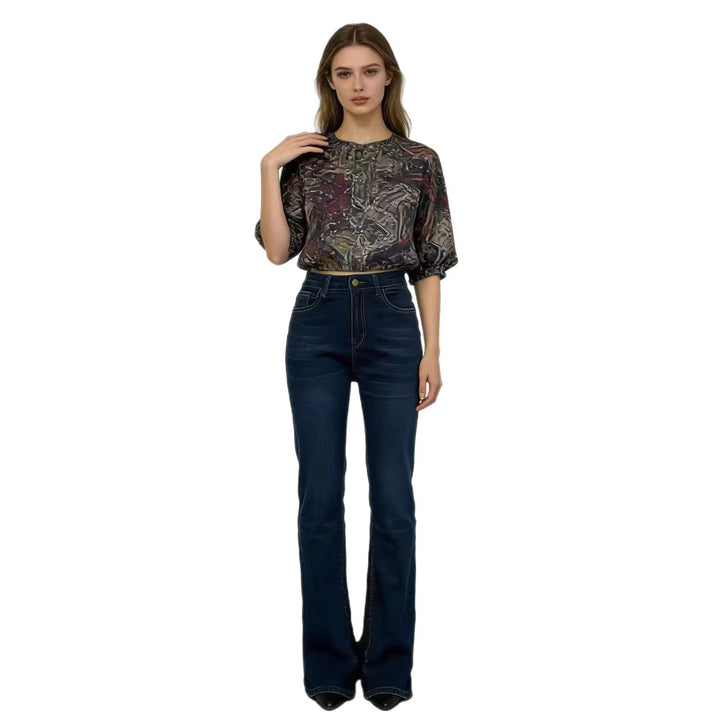 Women's high-waisted bootcut jeans in elegant design Lisslune