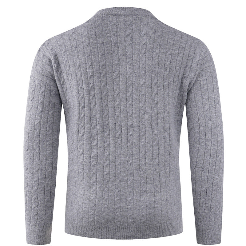 Men's chunky knit sweater with modern shawl collar and button details Lisslune