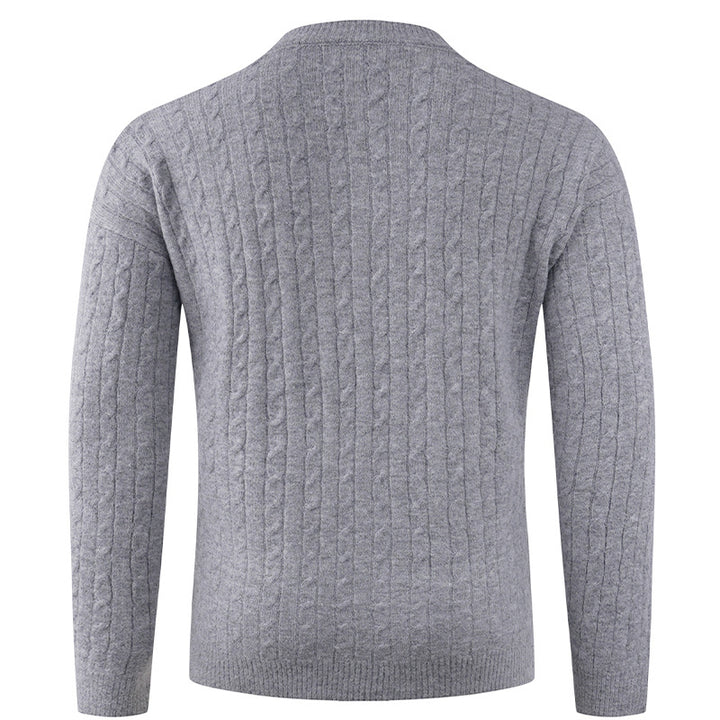Men's chunky knit sweater with modern shawl collar and button details Lisslune