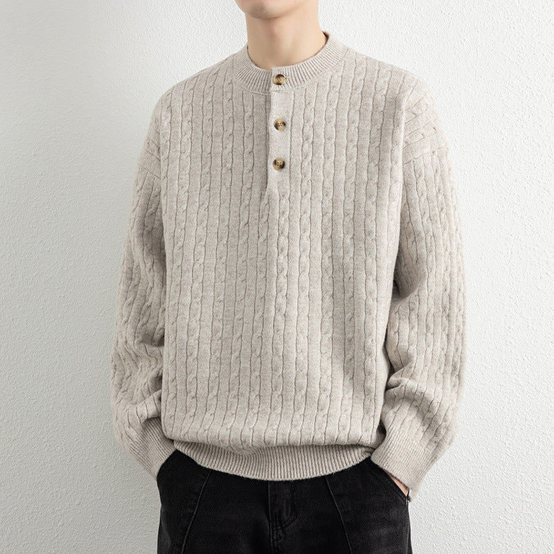 Men's sweater with button details and textured surface Lisslune