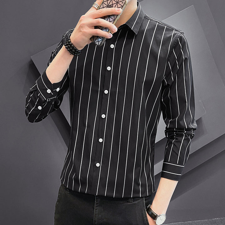 Men's fashionable long-sleeve shirt with stripes Lisslune