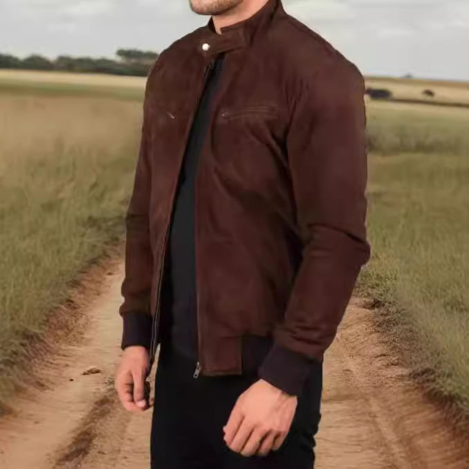 Men's suede jacket in modern design with practical pockets Lisslune