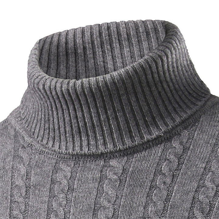 Men's stylish turtleneck sweater with cable knit pattern Lisslune