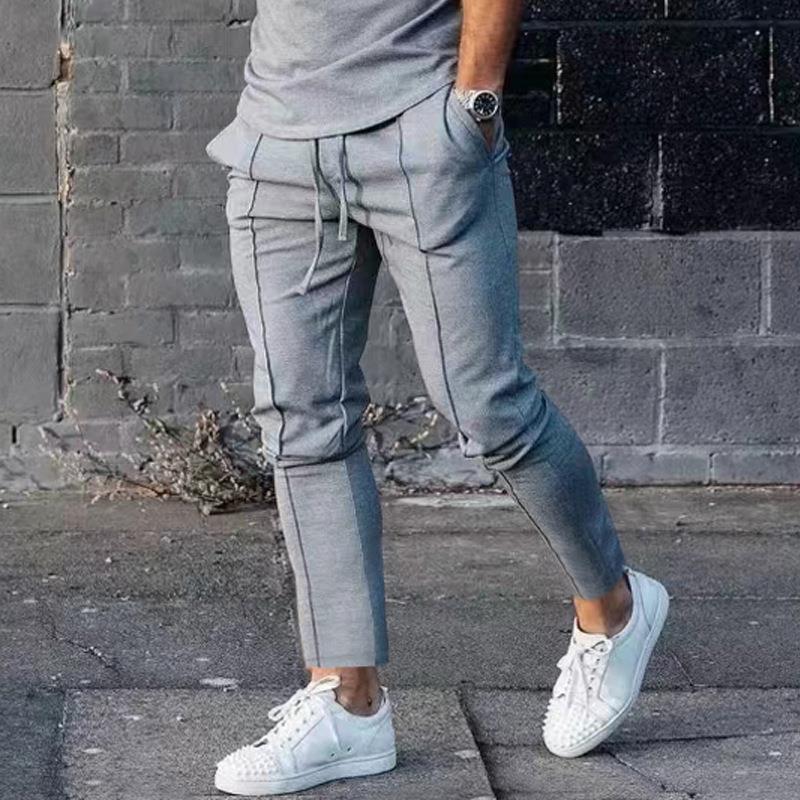Men's Sporty Casual Pants with Side Pockets and Elastic Waistband Lisslune