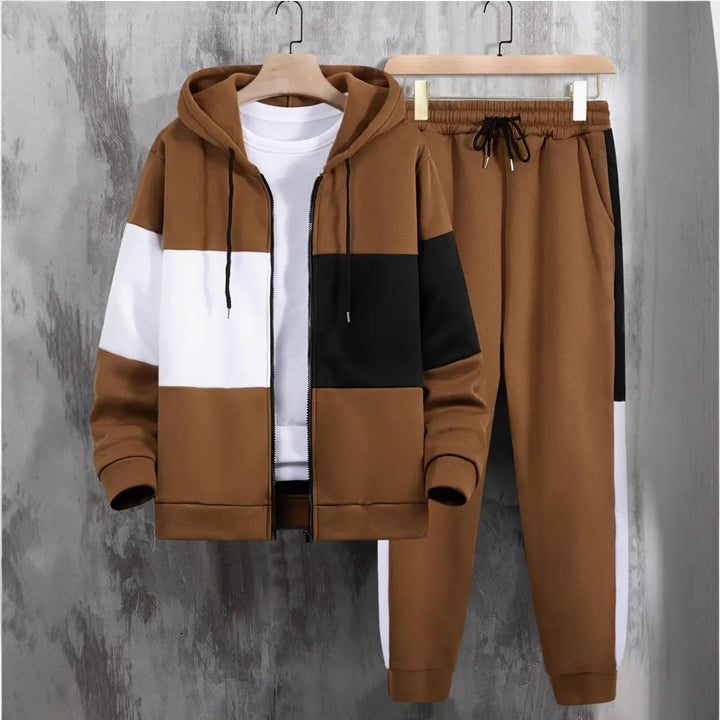 Men's sporty tracksuit set with contrasting color panels and practical pockets Lisslune