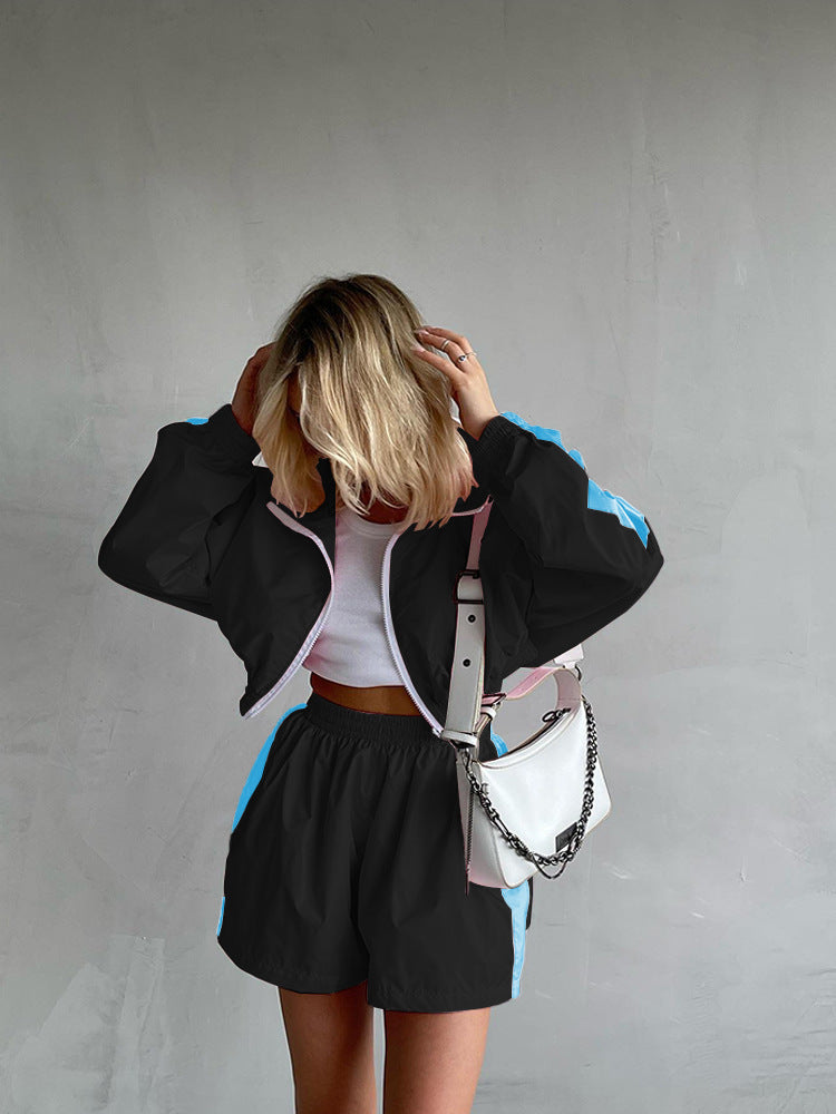 Women's Sporty Short Jacket and Shorts Set Lisslune